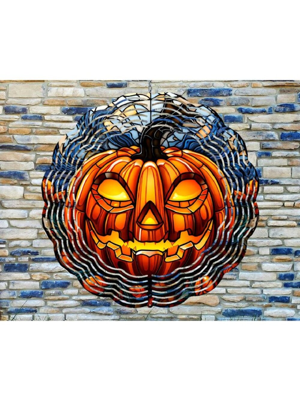 10 Inch Pumpkin Halloween Thanksgiving Wind Spinner Yard Decor Aluminum RWS-272